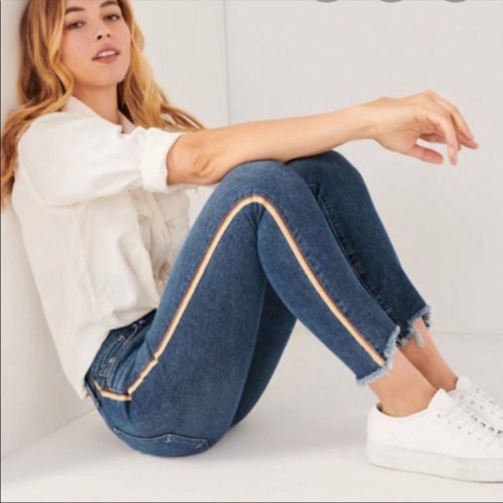 Abercrombie & Fitch Stripped Ankle Skinny Jeans